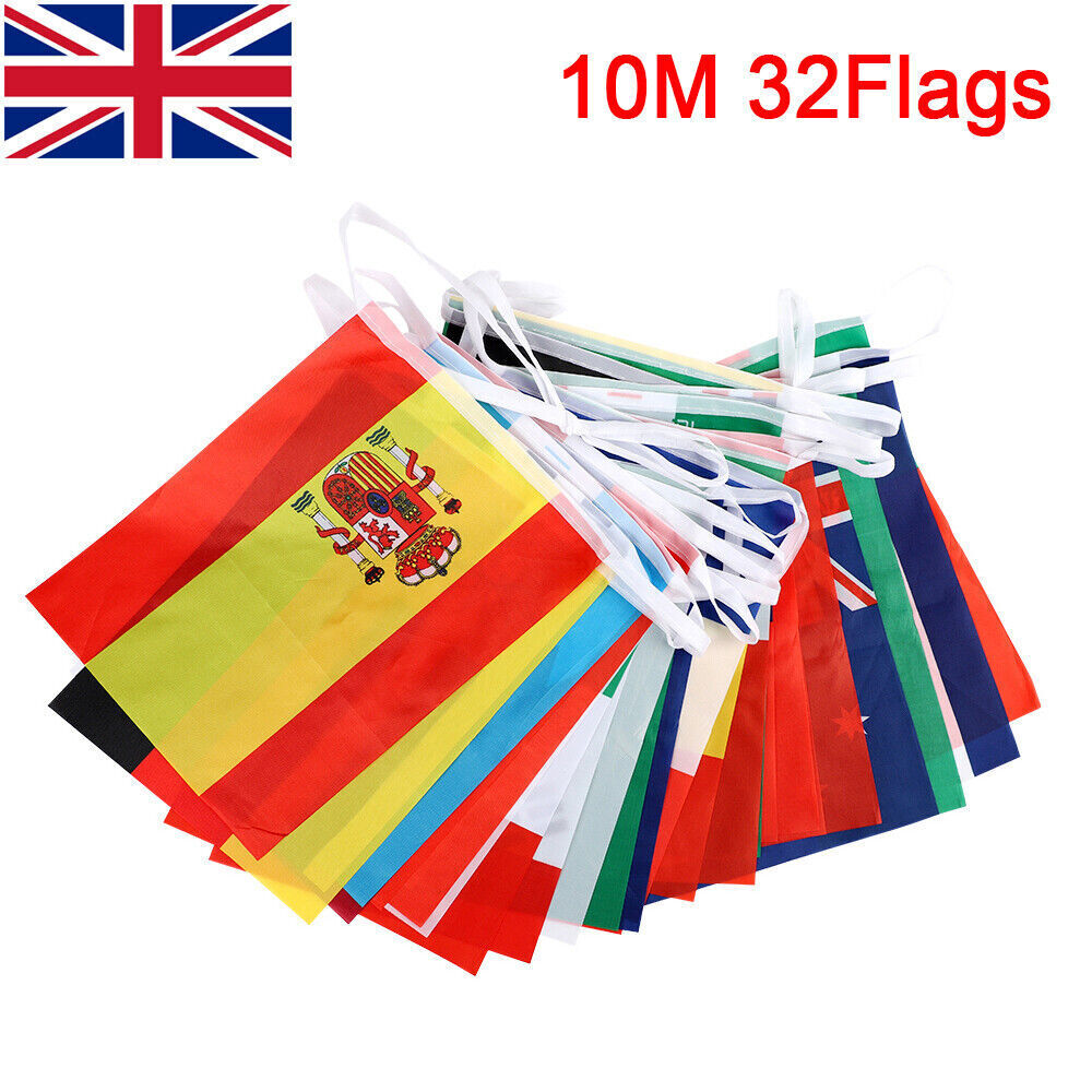 10m World Cup Football Fabric Bunting Team Flags Street Party Banner 2022 NEW