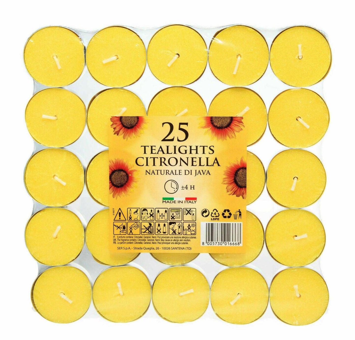 25 Citronella Tealight Candles Mosquito Fly Insect Repeller Tea Light Fragranced - The Novelty Gift Shop