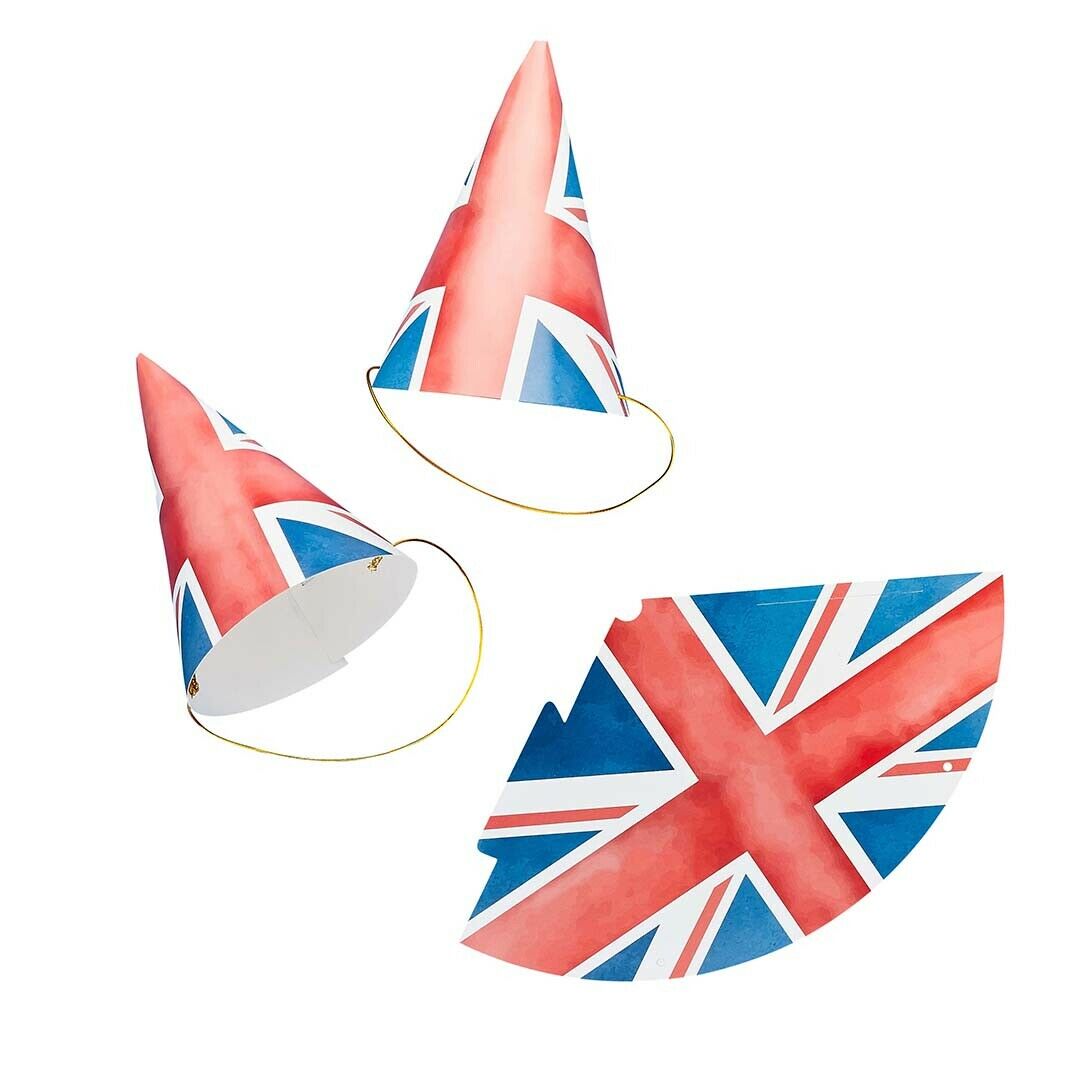 Queens Platinum Jubilee Union Jack Party Hats Street Party Paper Hat 10 Pack