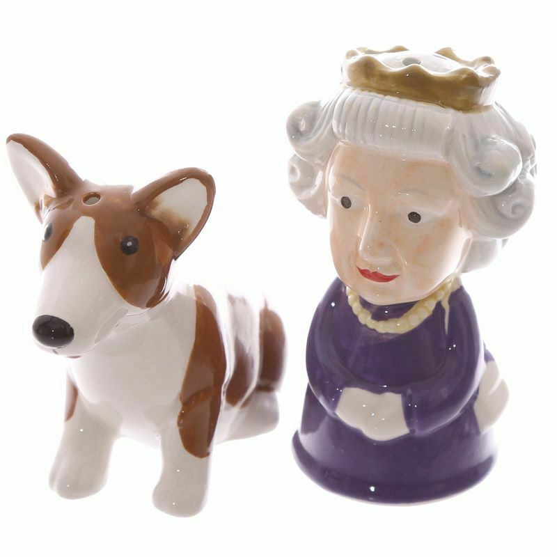 queen and corgi salt and pepper