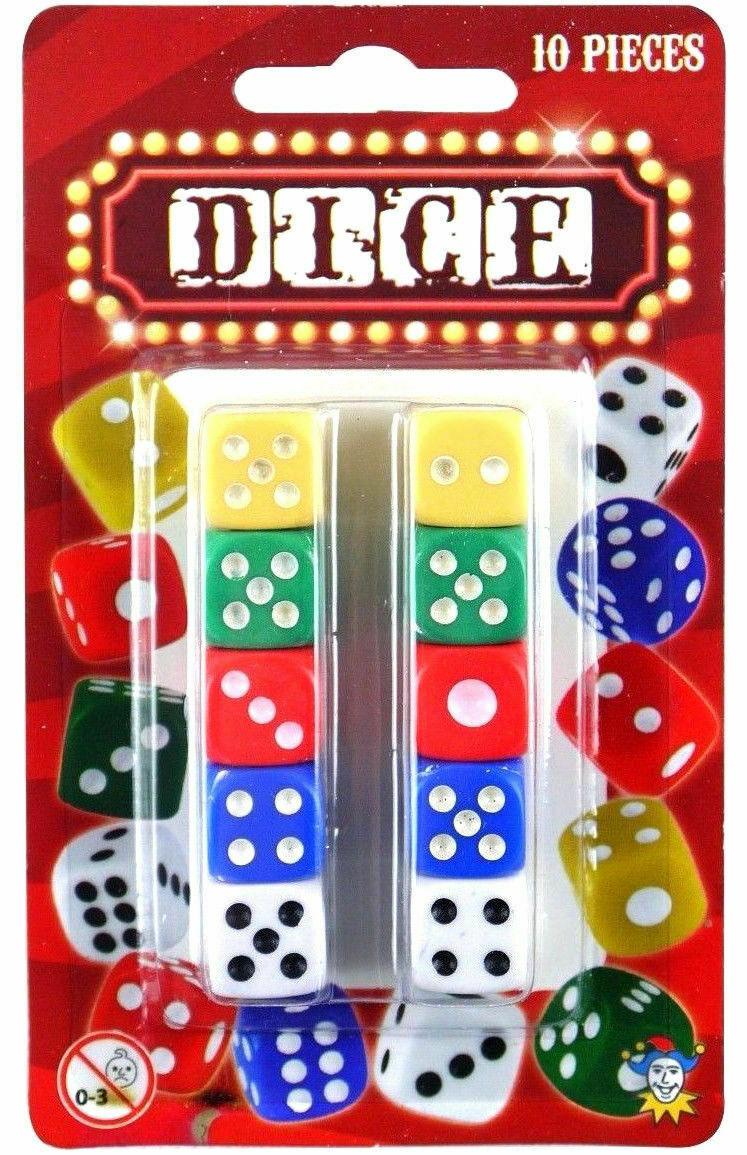 10 Pack of 5 Different Coloured Dice Set - Ideal Replacement For Missing Dice - The Novelty Gift Shop