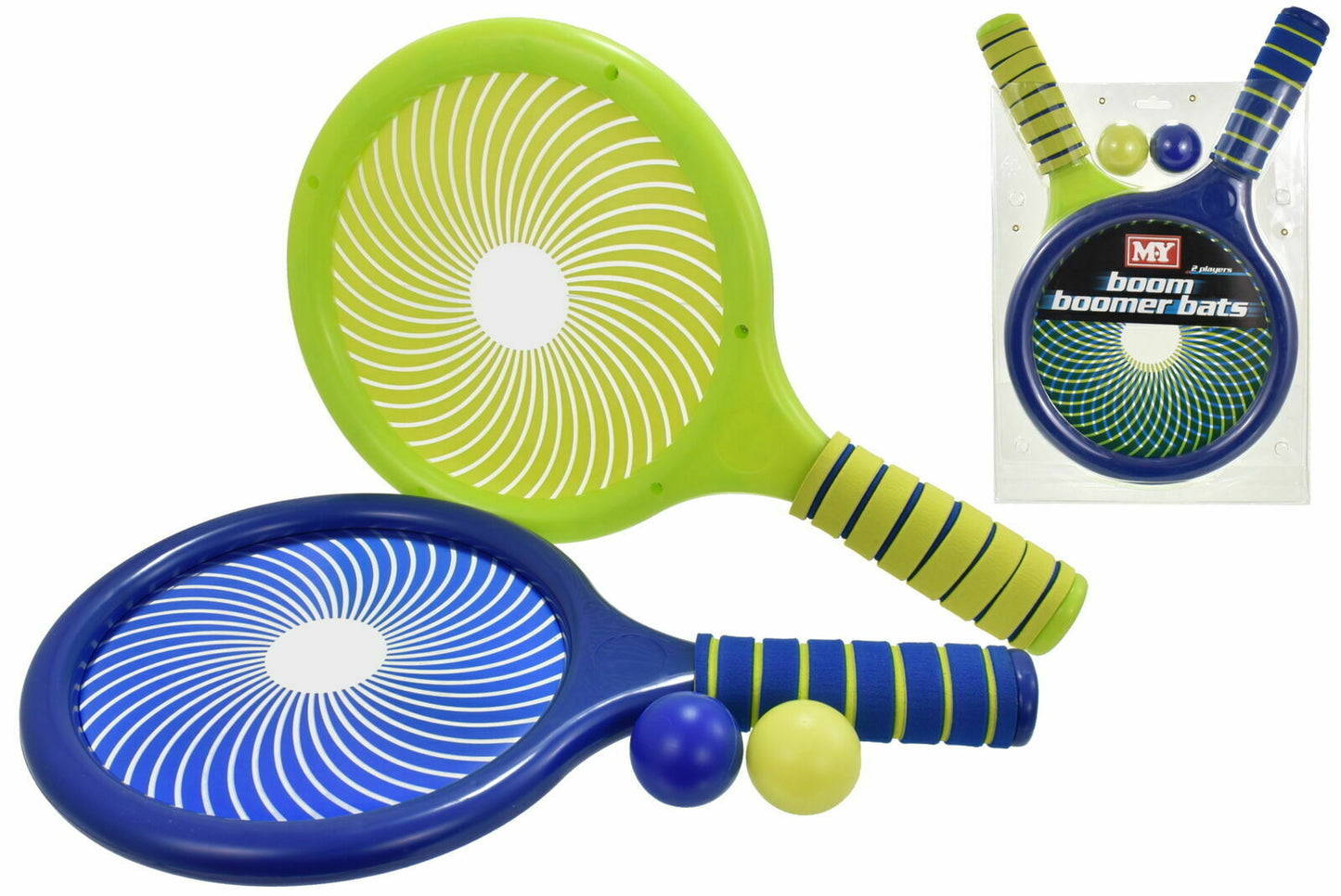 Kids Boom Boomer Foam Handled Racket Bat Set Kids Tennis Fun Outdoor Ball Games