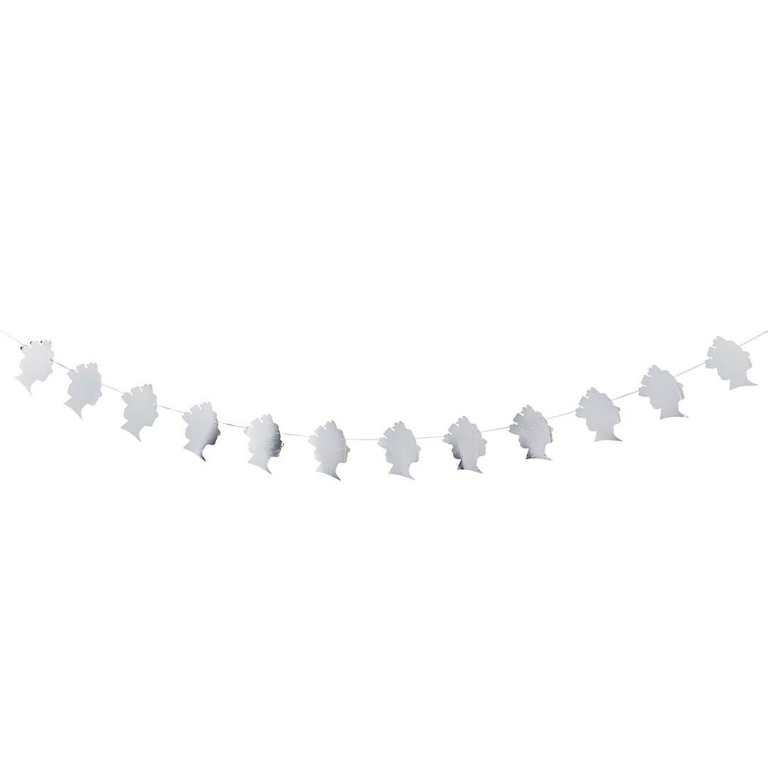 Queens Platinum Jubilee British Silver Card Foiled Garland Flag Banner Bunting