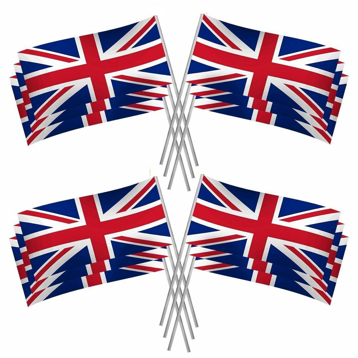 10 Union Jack Hand Waving Flags GB Royal Family British Street Party Celebration - The Novelty Gift Shop