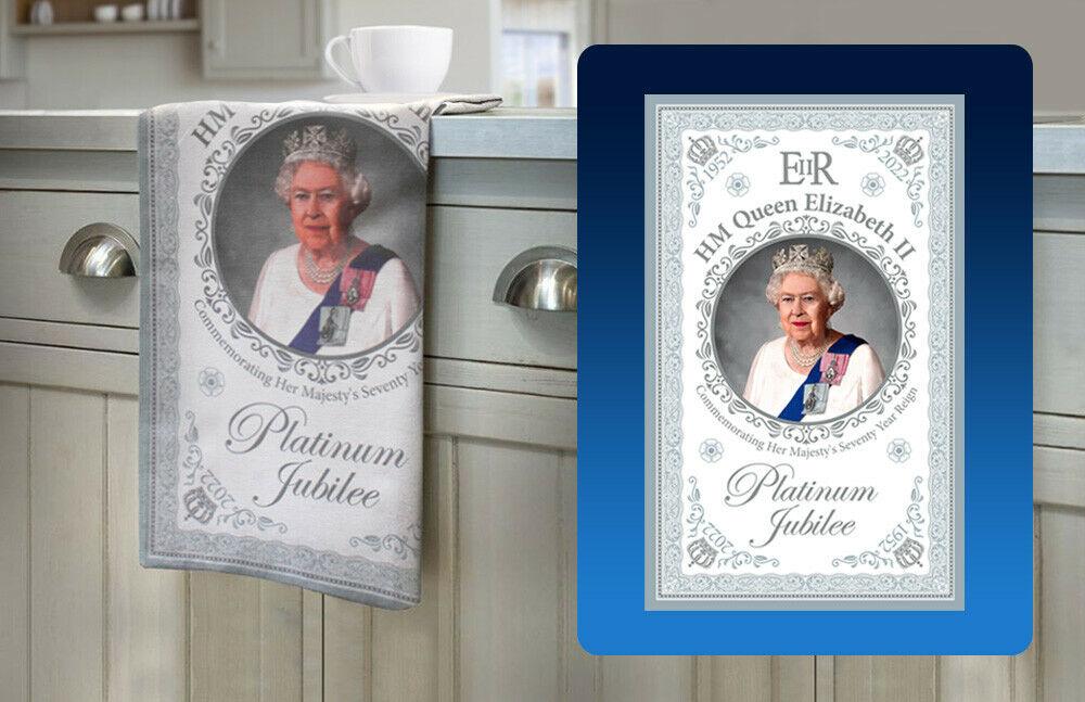 2022 Queen Elizabeth II 70th Platinum Jubilee 70 Cotton Tea Towel Gift Souvenir - The Novelty Gift Shop