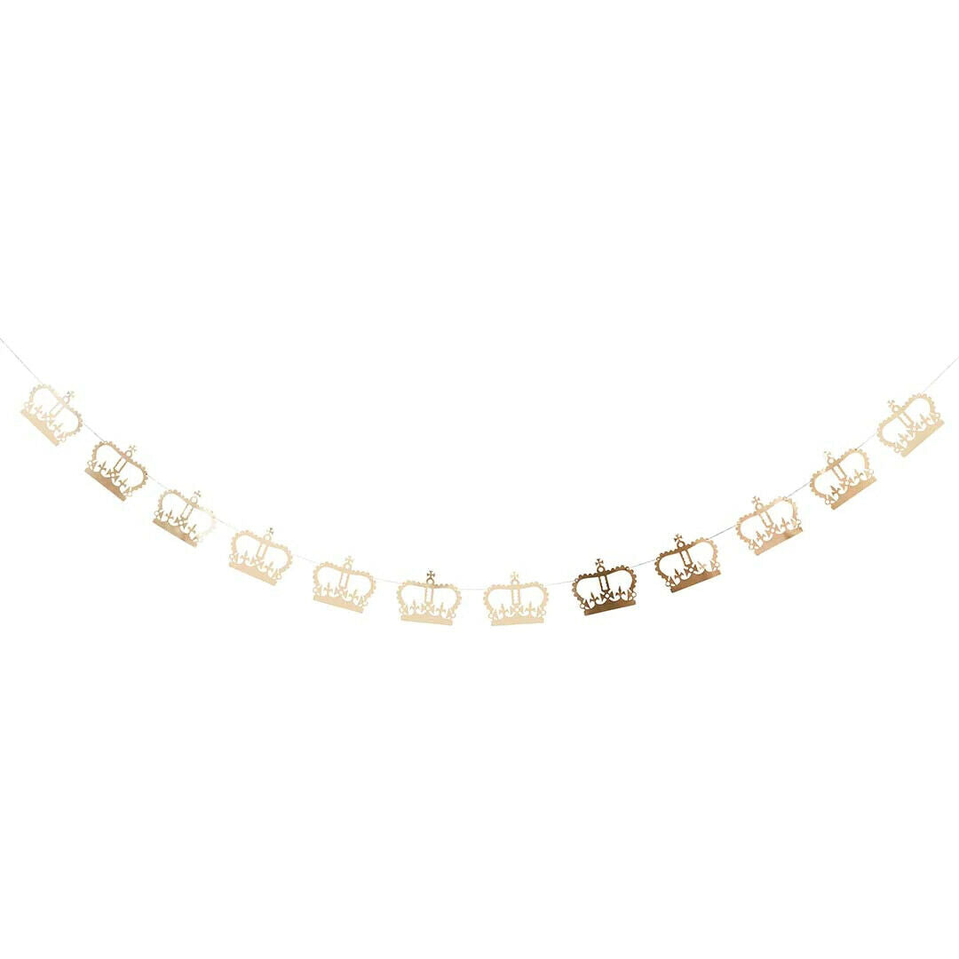 Queens 70th Platinum Jubilee British Gold Card Crown Garland Banner Bunting
