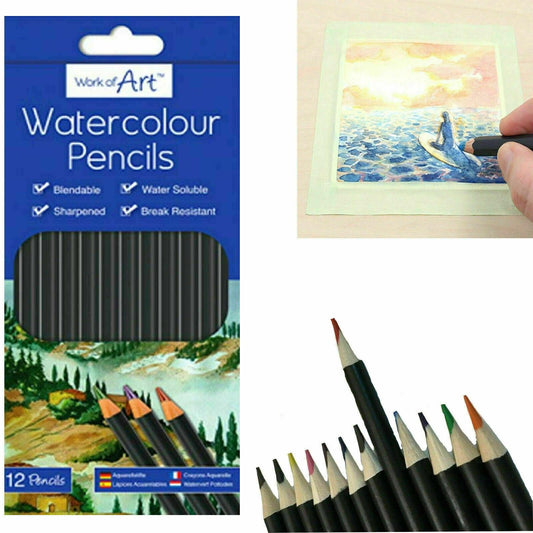 12 Watercolour Artist Pencils For Drawing Painting Sketching Art Water Colour - The Novelty Gift Shop