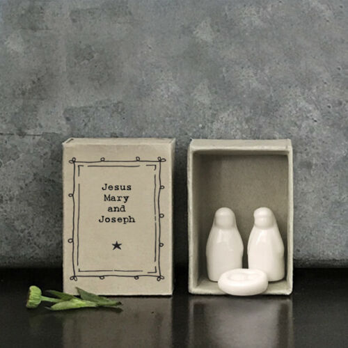 White Porcelain Nativity Jesus Set Vintage Style Matchbox East India Xmas Gift