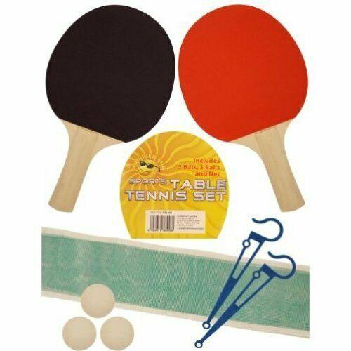 2 Player Table Tennis Set, 2 Bats, 3 Balls, Net & Poles Outdoor Indoor Game - The Novelty Gift Shop
