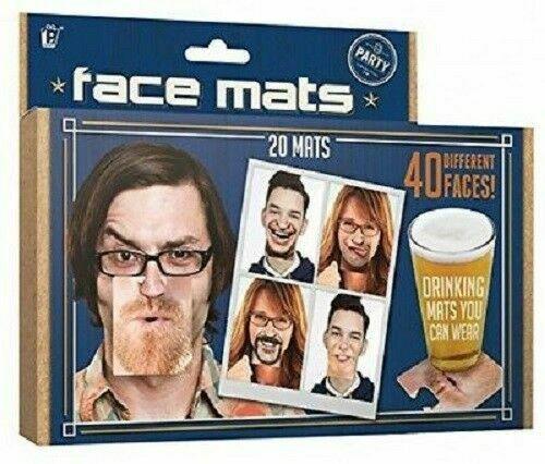 20 Party Face Mats Funny Drinking Masks Drinks/Beer Coaster Novelty Fun Gift - The Novelty Gift Shop