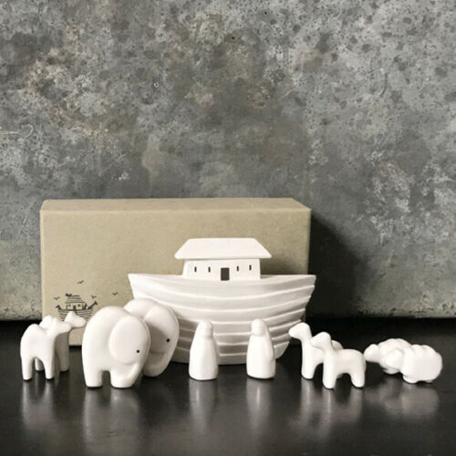 East of India White Porcelain Noah's Ark Set Christening Gift Baby Keepsake