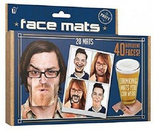 20 Double Sided Party Face Mats Drinks/Beer Face Coaster Novelty Fun Gift Idea - The Novelty Gift Shop