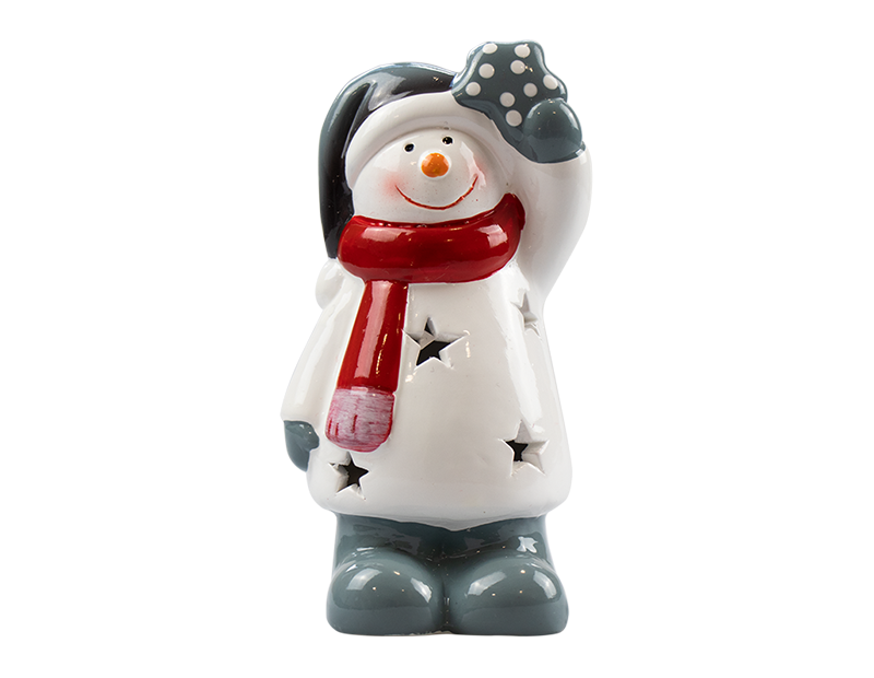 Christmas LED Light up Ceramic Snowman Santa Scene Festive Decorations Ornaments