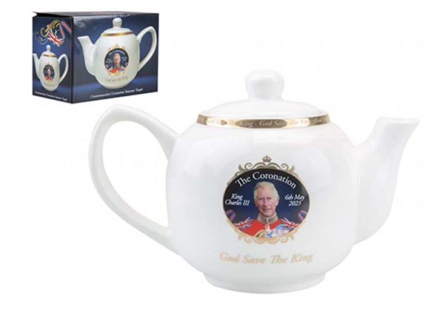 King Charles Coronation Teapot in Souvenir 