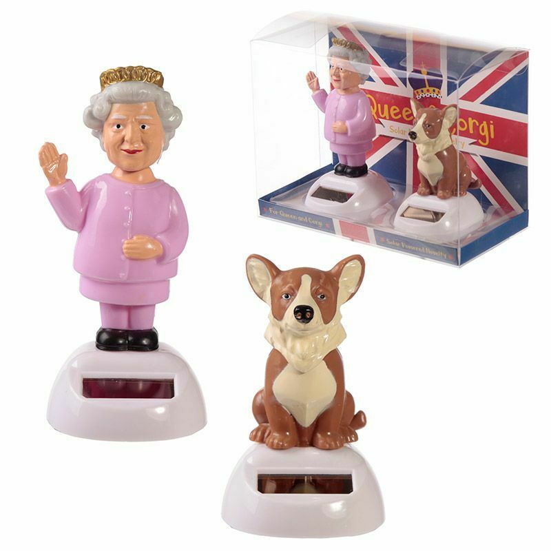 Queen Elizabeth & Corgi Platinum Jubilee Solar Powered Dancing Dashboard Figures