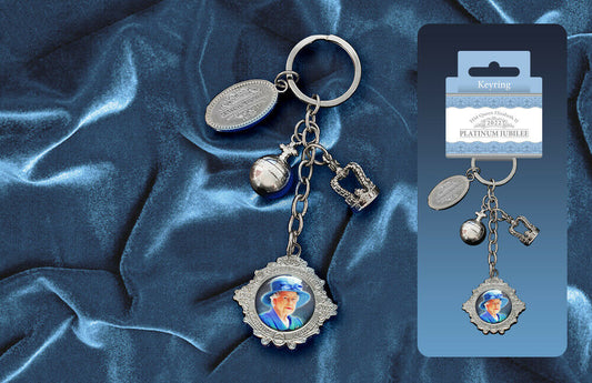 Queen Elizabeth ll 70th Platinum Jubilee Portrait Charm Keyring Gift Souvenir