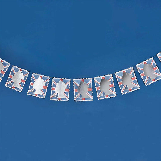 Queens 70 Platinum Jubilee British Union Jack Foiled Flag Banner Stamp Bunting