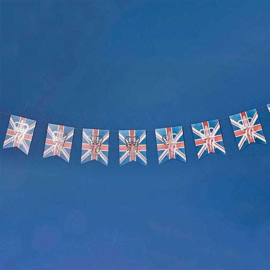 Queens 70 Platinum Jubilee British Union Jack Foiled Flag Banner Bunting Flags