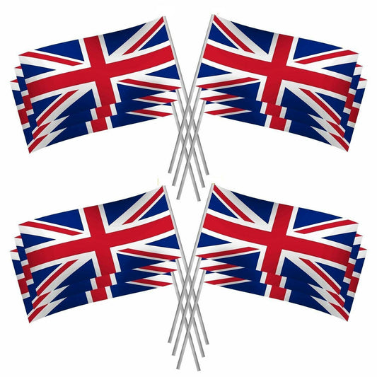 10 Union Jack Hand Waving Flags GB Royal Family British Street Party Celebration - The Novelty Gift Shop 