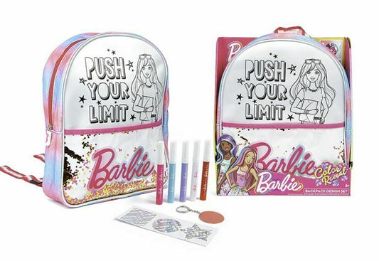 Barbie Colour Your Own Backpack School Bag Marker Pens Xmas Girls Present Gift