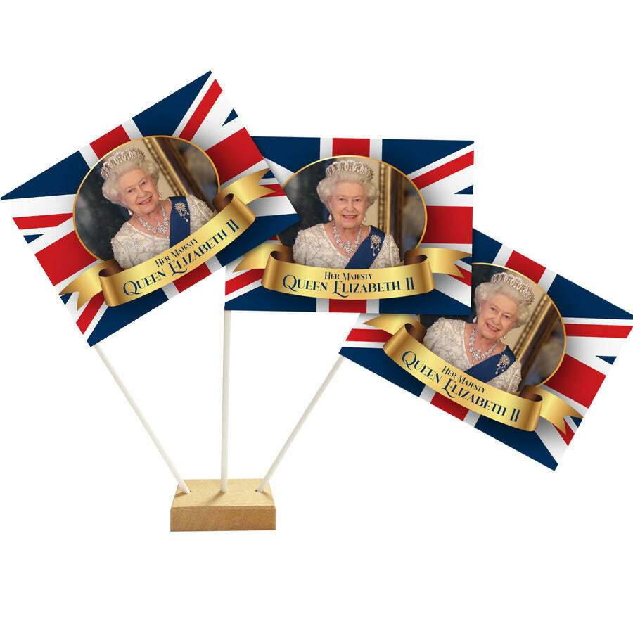 The Queen's Platinum Jubilee Union Jack Table Decoration Street Party Hand Flag