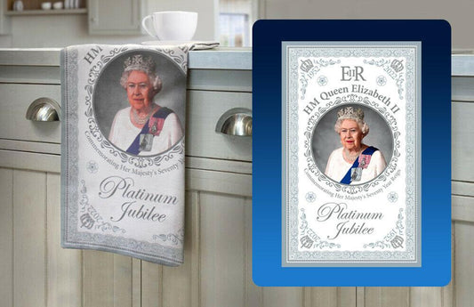2022 Queen Elizabeth II 70th Platinum Jubilee 70 Cotton Tea Towel Gift Souvenir - The Novelty Gift Shop 