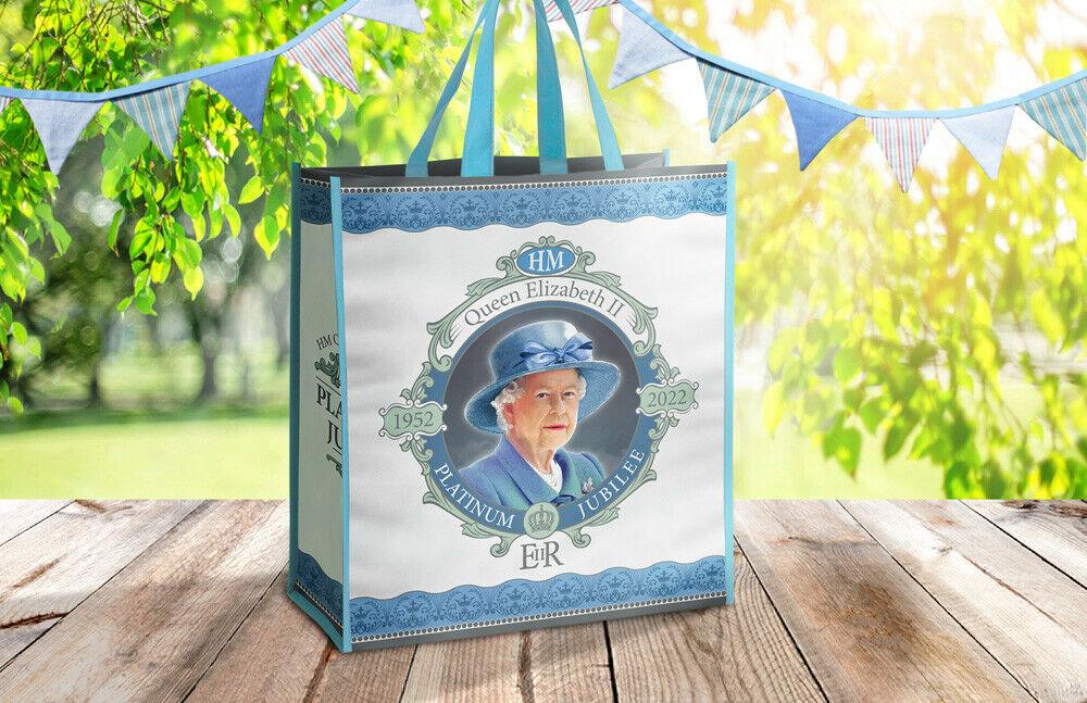 2022 Queen Elizabeth II 70th Platinum Jubilee 70 Blue Shopping Bag Gift Souvenir - The Novelty Gift Shop 