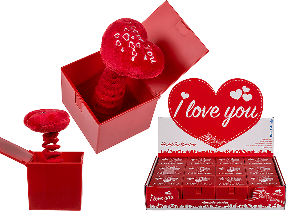 Novelty Red Valentines Mothers Day Heart Jack In The Box Love Cute Fun Gift Toy