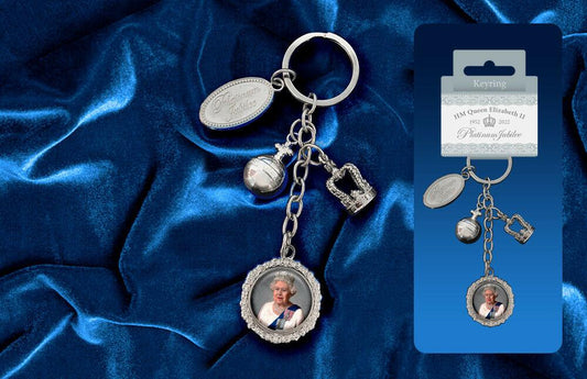 2022 Queen Elizabeth ll 70th Platinum Jubilee Crown Charm Keyring Gift Souvenir - The Novelty Gift Shop 