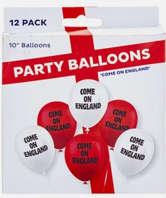 12pk Come On England Red White Balloons St George Football Sport Party World cup