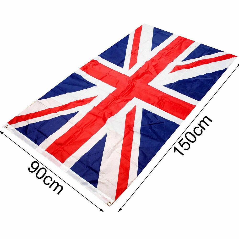 5 x 3FT Large Union Jack Flag Great Britain Fabric Polyester British GB Sport UK - The Novelty Gift Shop 