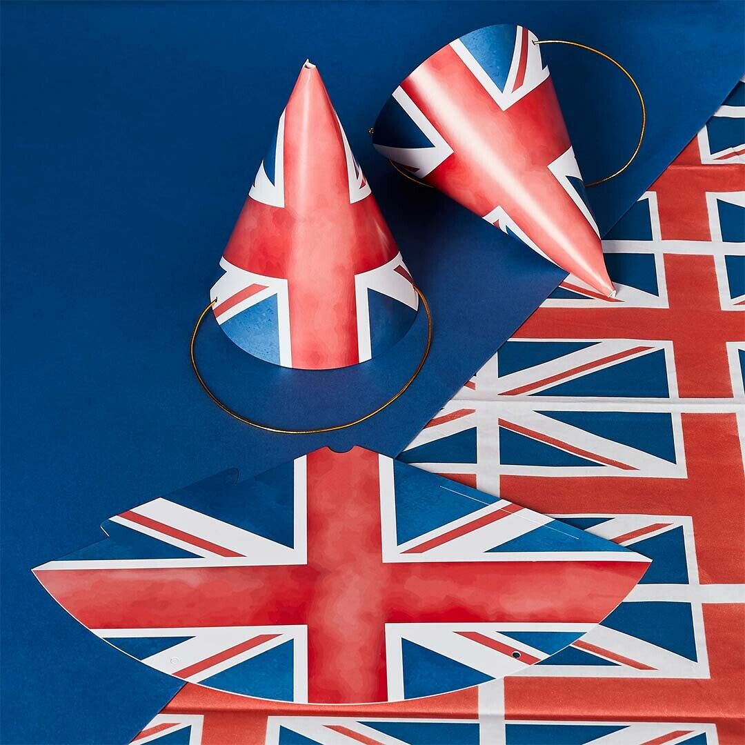 Queens Platinum Jubilee Union Jack Party Hats Street Party Paper Hat 10 Pack