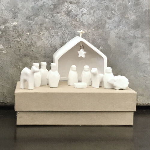 Gorgeous Porcelain Nativity Boxed Set/Scene East of India Xmas Ornament New