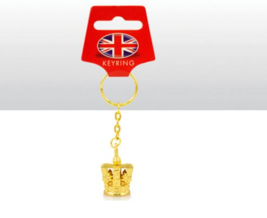 Queen Elizabeth Coronation Crown Gold Metal Keyring Platinum Jubilee Souvenir