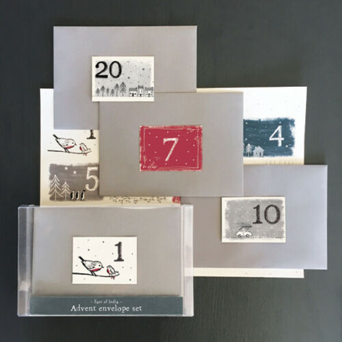 Gorgeous Boxed Advent Calendar Envelope Set by East of India Christmas Gift