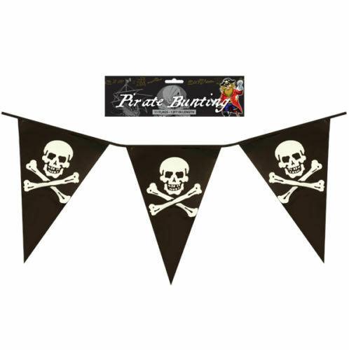 12FT Bunting Flags Party Skull & Crossbones Plastic Banner Childrens Adult Theme - The Novelty Gift Shop 