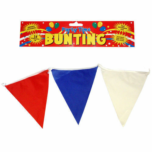 Red White & Blue Bunting 7 Meters Union Jack British Flags GB Britain Party