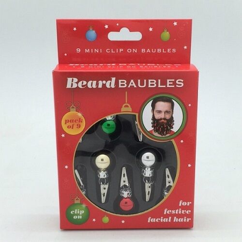 9 Clip On Beard Xmas Baubles Fun Novelty Face Hair Clips Secret Santa Party Gift