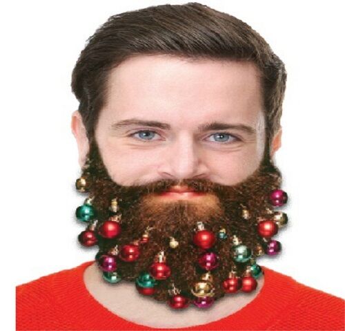 9 Clip On Beard Xmas Baubles Fun Novelty Face Hair Clips Secret Santa Party Gift