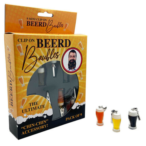 Fun Novelty Clip On Beer Drinks Beard Xmas Baubles Facial Hair Secret Santa Gift