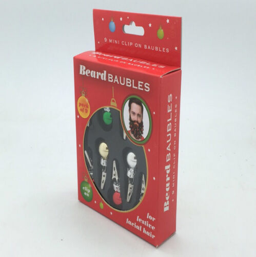 9 Clip On Beard Xmas Baubles Fun Novelty Face Hair Clips Secret Santa Party Gift