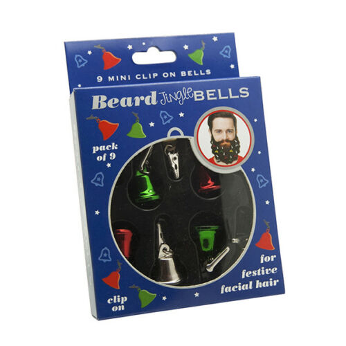 9 Clip On Beard Jingle Bells Xmas Decorations Secret Santa Fun Present Gift Box